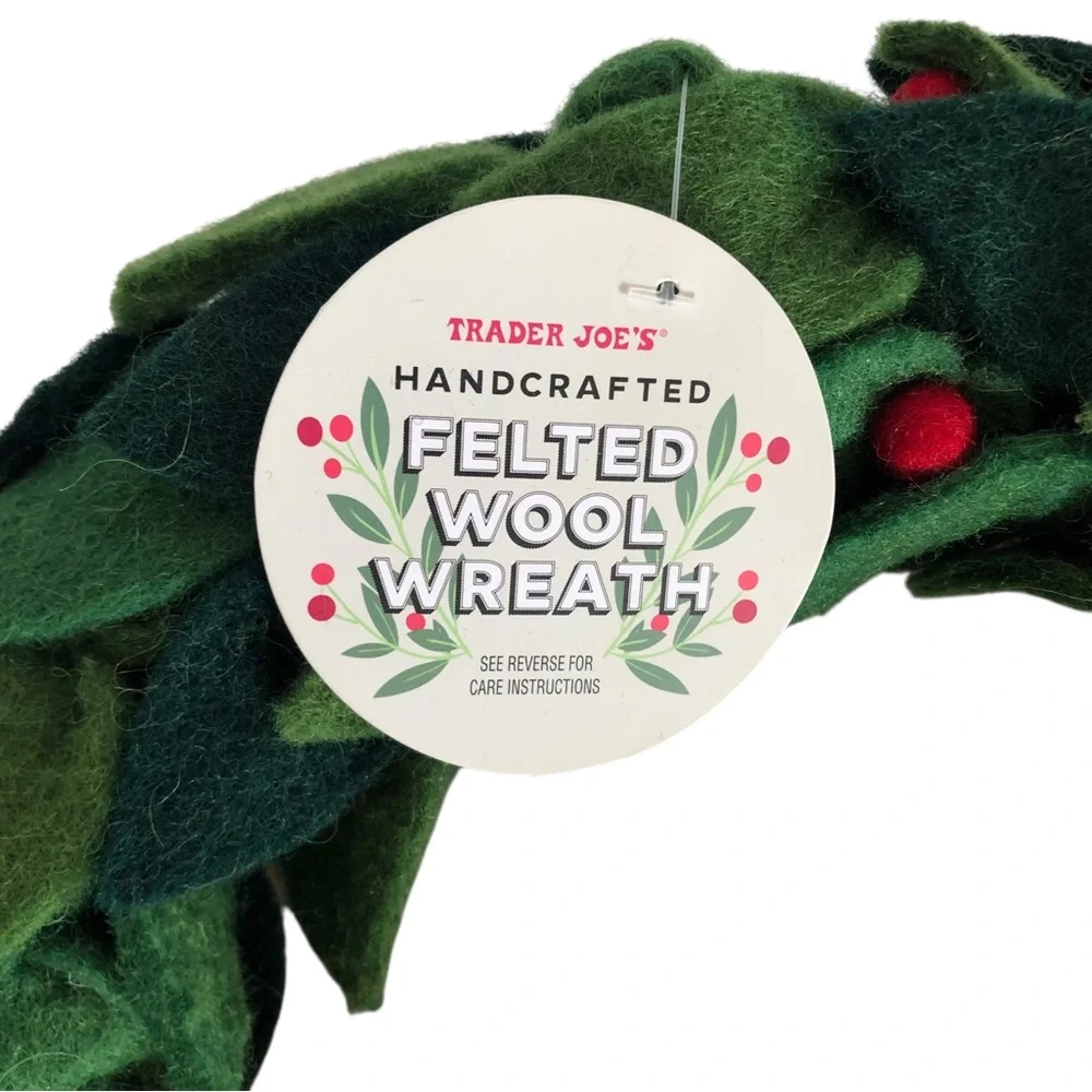 NWT Trader Joe's Christmas Handcrafted Felted Wool Wreath Rare 2025